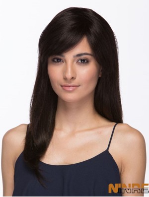 Perruques brésiliennes cheveux longs couleur brune avec une frange