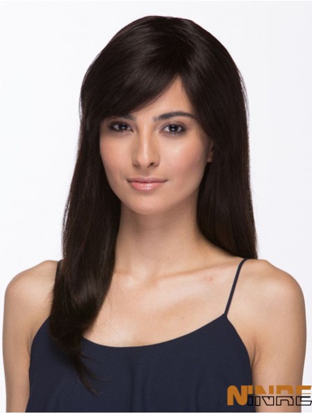 Perruques brésiliennes cheveux longs couleur brune avec une frange