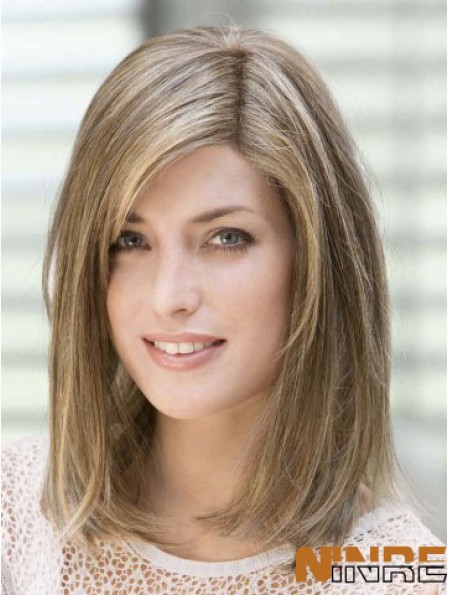 14 pouces de flexibilité blonde avec frange avant de lacet perruques de cheveux humains