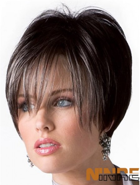 Boycuts Trendy Straight Brown Perruques de cheveux courts