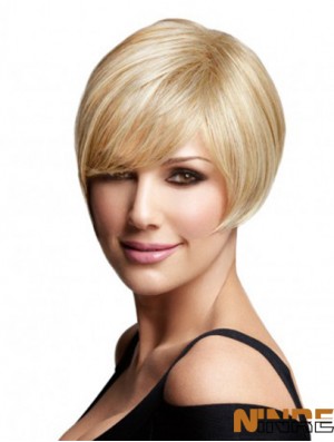 Pas cher Bob Perruques Remy Human Full Lace Longueur Chin Couleur Blonde