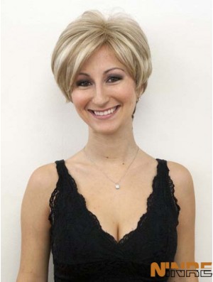 Perruques Blondes Avec Dentelle Avant Mono Style Ondulé Courte Longueur Bob Perruques de cheveux humains