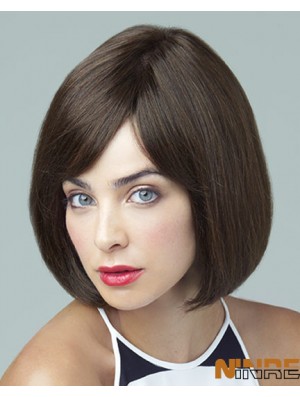 Perruques de monofilament de 10 pouces à large capuchon Remy Human Brown Bobs