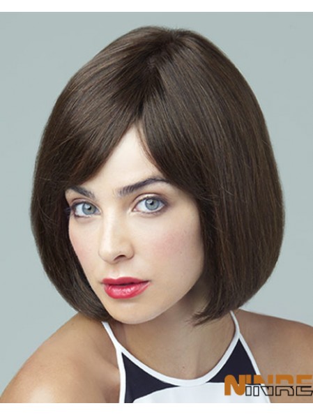 Perruques de monofilament de 10 pouces à large capuchon Remy Human Brown Bobs