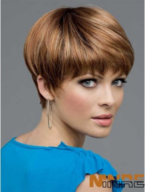 Brown Cropped Straight Boycuts Lace Front Wigs Cheap