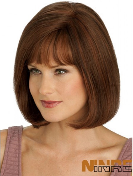 Vraies longues perruques de cheveux de Bob avec la couleur Auburn de style droit monofilament