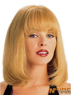 Perruque de cheveux humains blonde avec une longueur d'épaule de style droit