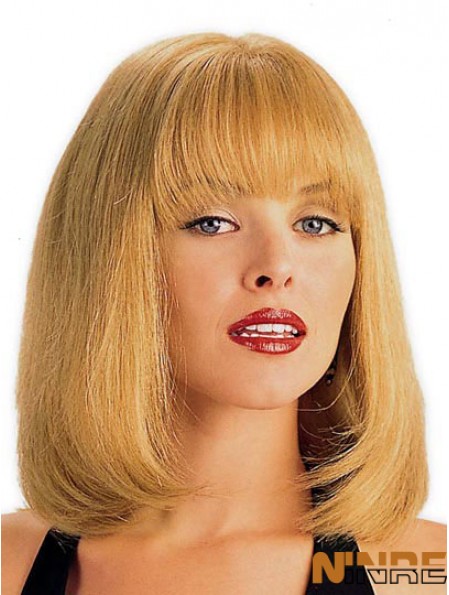 Perruque de cheveux humains blonde avec une longueur d'épaule de style droit