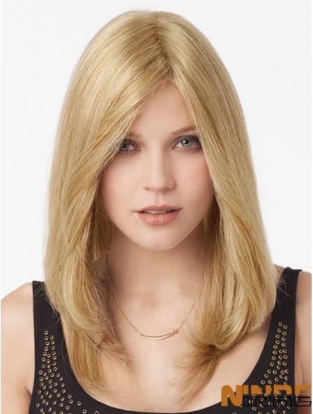 Blonde longue grande droite sans frange perruques en dentelle