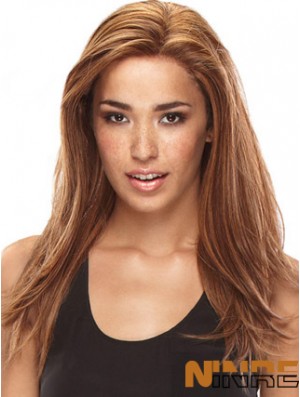 Sans Frange Incroyable Droite Auburn Longue Cheveux Humains Avant de Lacet Perruques