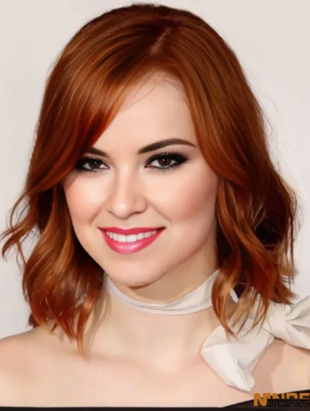 Bobs menton longueur cuivre ondulé 14 pouces incroyable cheveux humains Emma Stone perruques