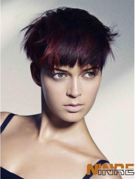100% boycuts droits noués à la main recadrés élégants perruques de cheveux humains