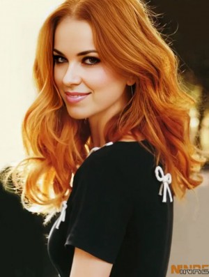 Sans Frange Longue Cuivre Ondulé 18 pouces Incroyable Cheveux Humains Nicole Kidman Perruques