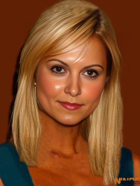 Longueur de l'épaule avant en dentelle droite avec une frange Blonde Good Paris Hilton Wigs