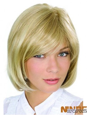 Longueur de menton Blonde de haute qualité 10 pouces Wavy Bob perruques