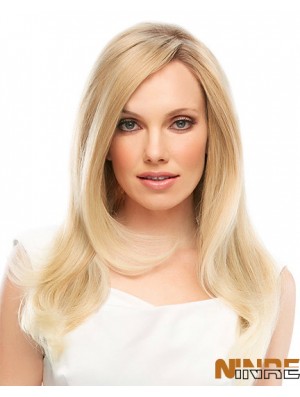 18 pouces Blonde longue couche droite perruques en dentelle conçues