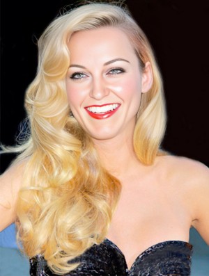 Perfect Blonde Long Wavy 24 pouces sans frange Lace  perruques