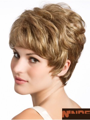 Ondulé 8 pouces Blonde Boycuts cheveux humains à vendre