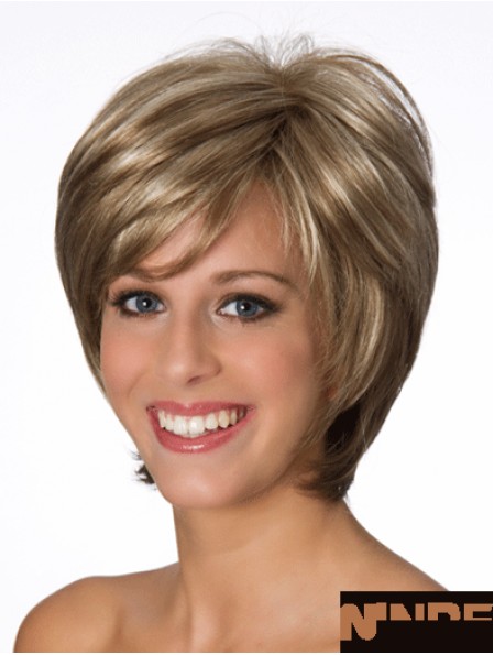 Layered Wavy Blonde 8 pouces de vraies perruques humaines