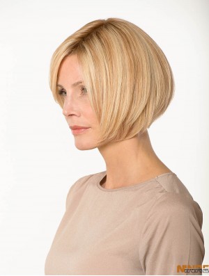 Lace Front Straight Bobs 8 pouces Blonde Longueur de menton Perruques de vrais cheveux humains