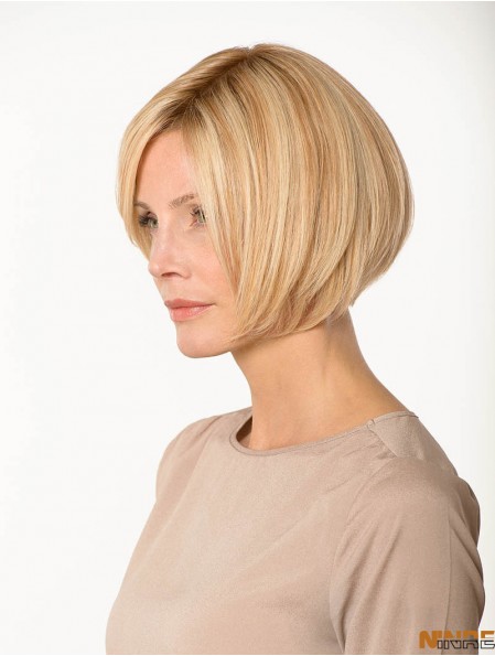 Lace Front Straight Bobs 8 pouces Blonde Longueur de menton Perruques de vrais cheveux humains