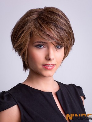 Auburn Lace Front Monofilament Bobs droits 10 pouces longueur au menton pas cher perruques de cheveux humains