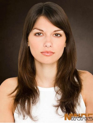 Cheveux humains remy de monofilament 16  inchlong directement brun sans frange cheveux pour le cancer