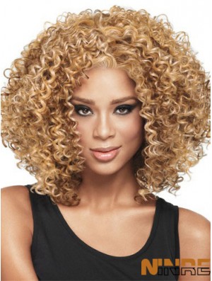Style de cheveux africains avec une longueur d'épaule de couleur blonde style capless Kinky
