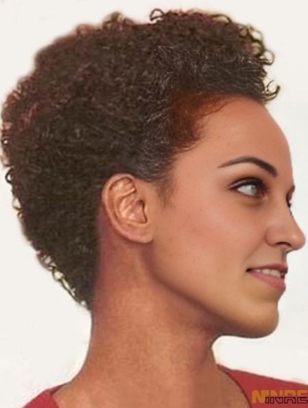 Indian Remy Capless Auburn en couches courtes perruques africaines bouclées