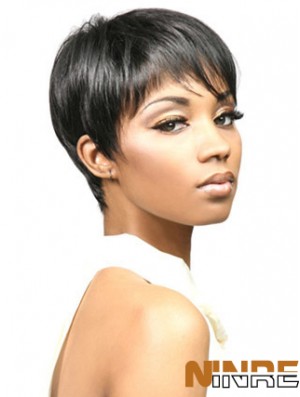 Perruques africaines avec coupe courte capless synthétique Boycuts Style droit