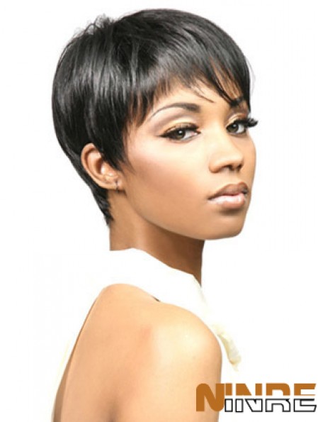 Perruques africaines avec coupe courte capless synthétique Boycuts Style droit
