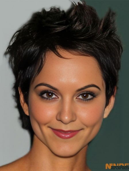 Perruques courtes avec coupe avant en dentelle style ondulé Longueur recadrée