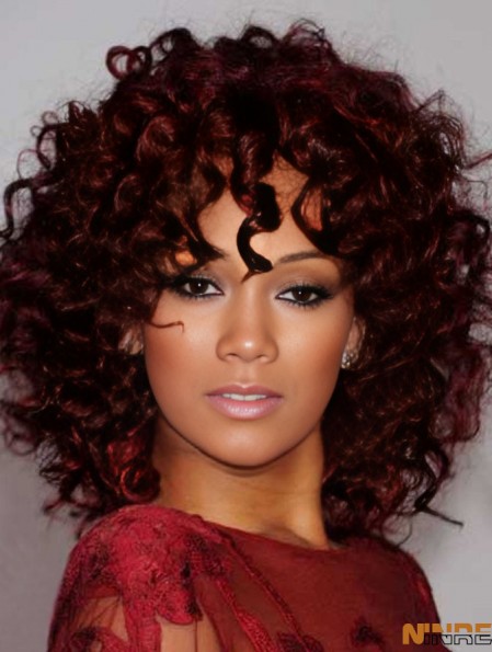  couleur rouge longueur d'épaule Kinky Style coupe en couches pour les femmes afro-américaines