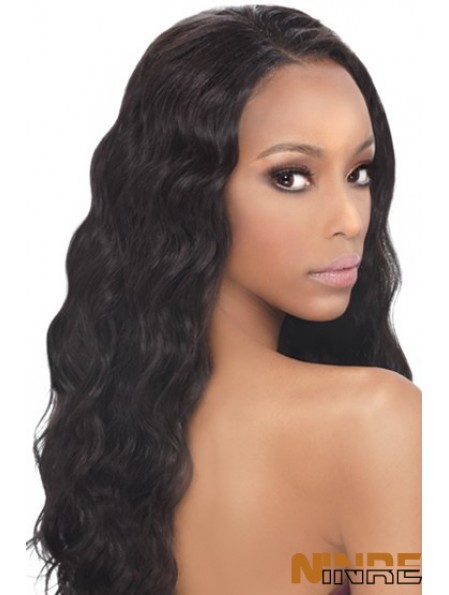 Cheveux humains ondulés noirs avec une longue longueur ondulée de style capless