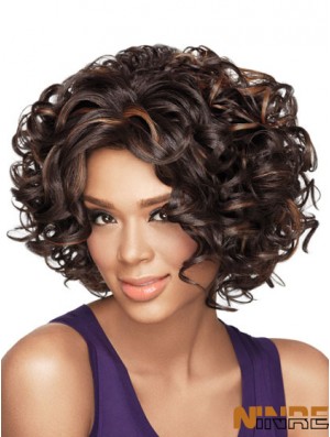 Perruques afro-américaines avec style bouclé de longueur de menton capless synthétique