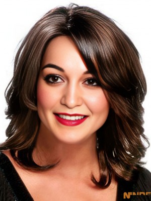 Curly Layered Shoulder Length moins cher Brown Synthetic Wigs