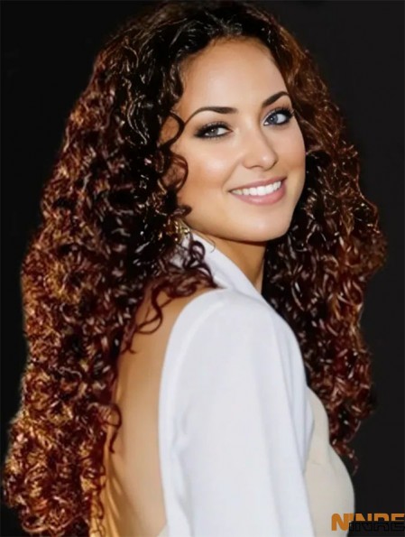 Coiffures Auburn Long Kinky 22  inchsans frange Lace Wigs