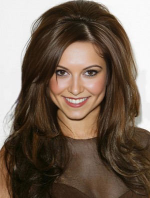  Pop Star perruque longue couleur brune avec une frange