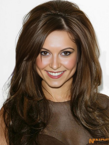  Pop Star perruque longue couleur brune avec une frange