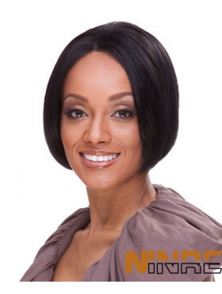 Indien Remy Bobs Court Noir Droite Avant de Lacet Perruques UK Cheveux Humains