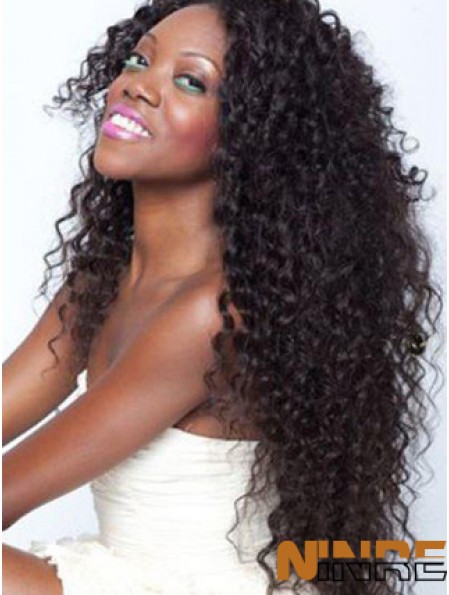 Perruques en dentelle afro-américaine Remy Style humain Kinky longue longueur