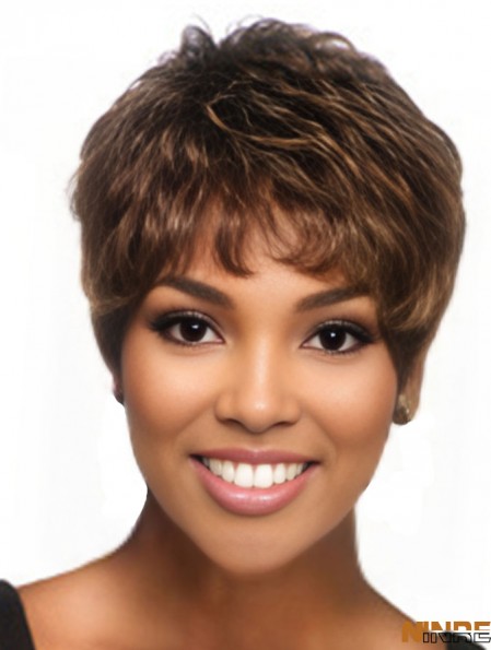 Boycuts Short Brown Wavy Good Petite Perruques