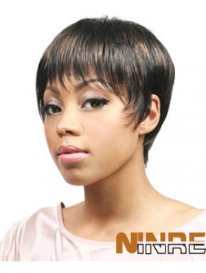 Les perruques de cheveux africains coupent le style droit de longueur coupée avec capless