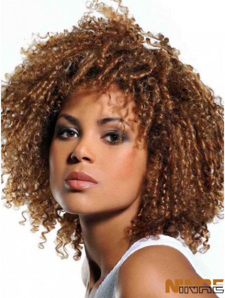 Perruques de cheveux blonds afro-américaine couleur blonde avec une frange Kinky Style