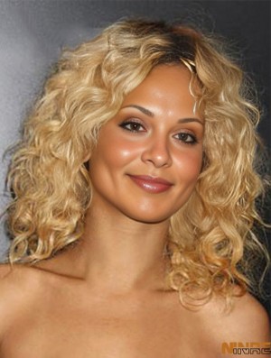  Blonde Wig Indian Remy Curly Style Layered Cut