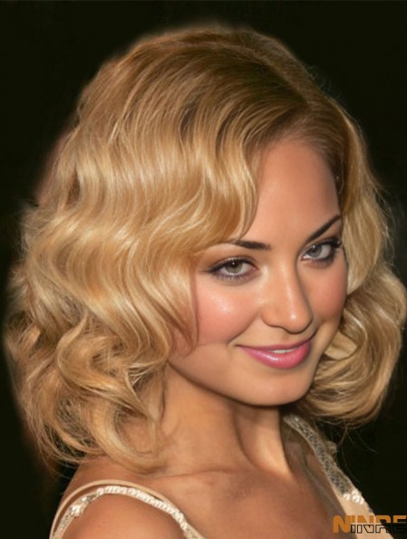 Perruques populaires de  avec style ondulé style épaule perruques de couleur blonde avant de lacet