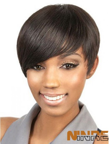 Perruques Afro-Américaines Brunes Courtes Boycuts Droites