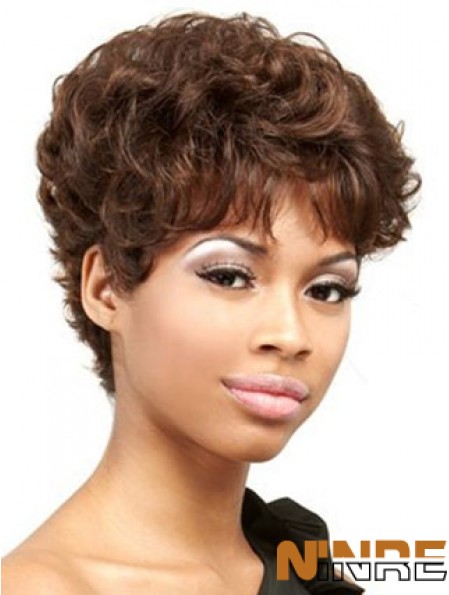 Auburn recadrée Boycuts bouclés perruques afro-américaines pratiques