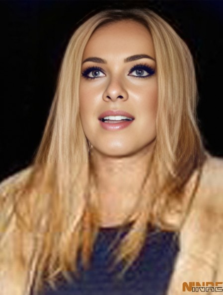 Sans Bangs Straight Blonde 18 pouces Perruques  modernes