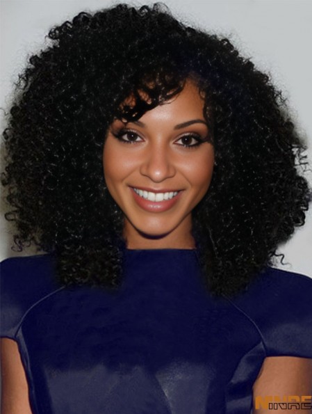 Full Lace Indian Remy Black 14 pouces Afro Kinky cheveux humains